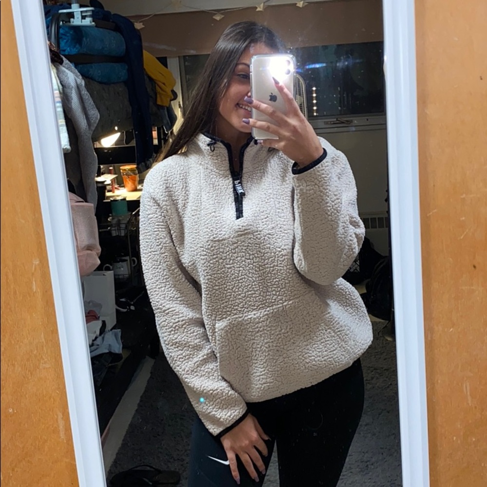 Victoria secret cream sherpa quarter-zip jacket.